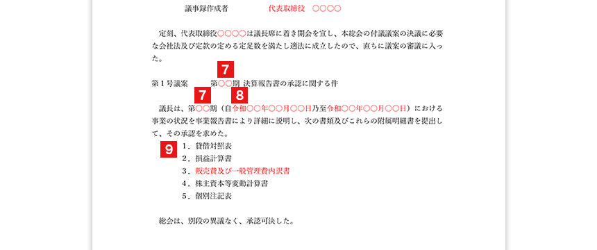 決算報告書の承認に関する件