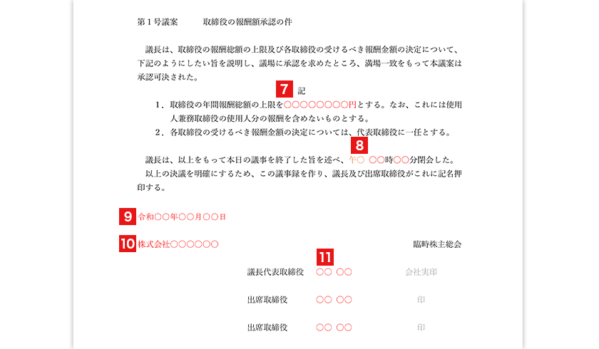 議事録記載 基本項目 続き